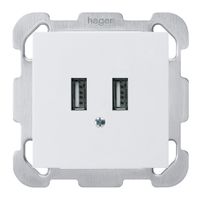 Prise de charge USB ENC Hager kallysto B 240V 2400mA blanc