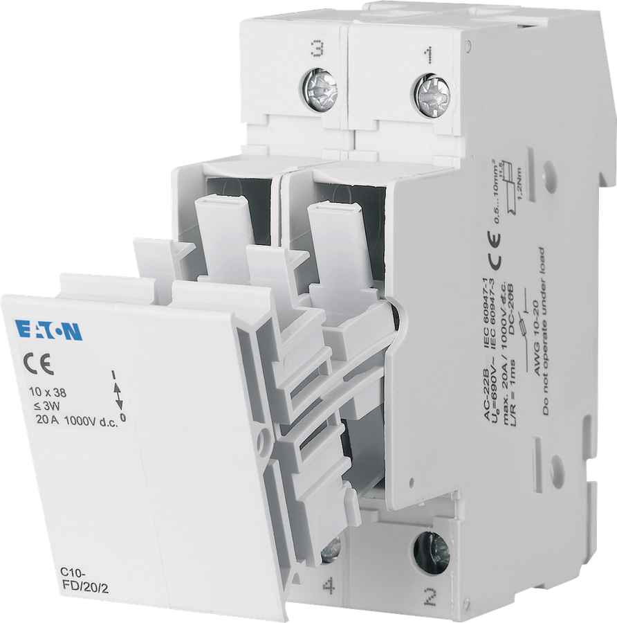 Strangschutzschalter DC C10FD 2L, f.Sicherung 10x38mm