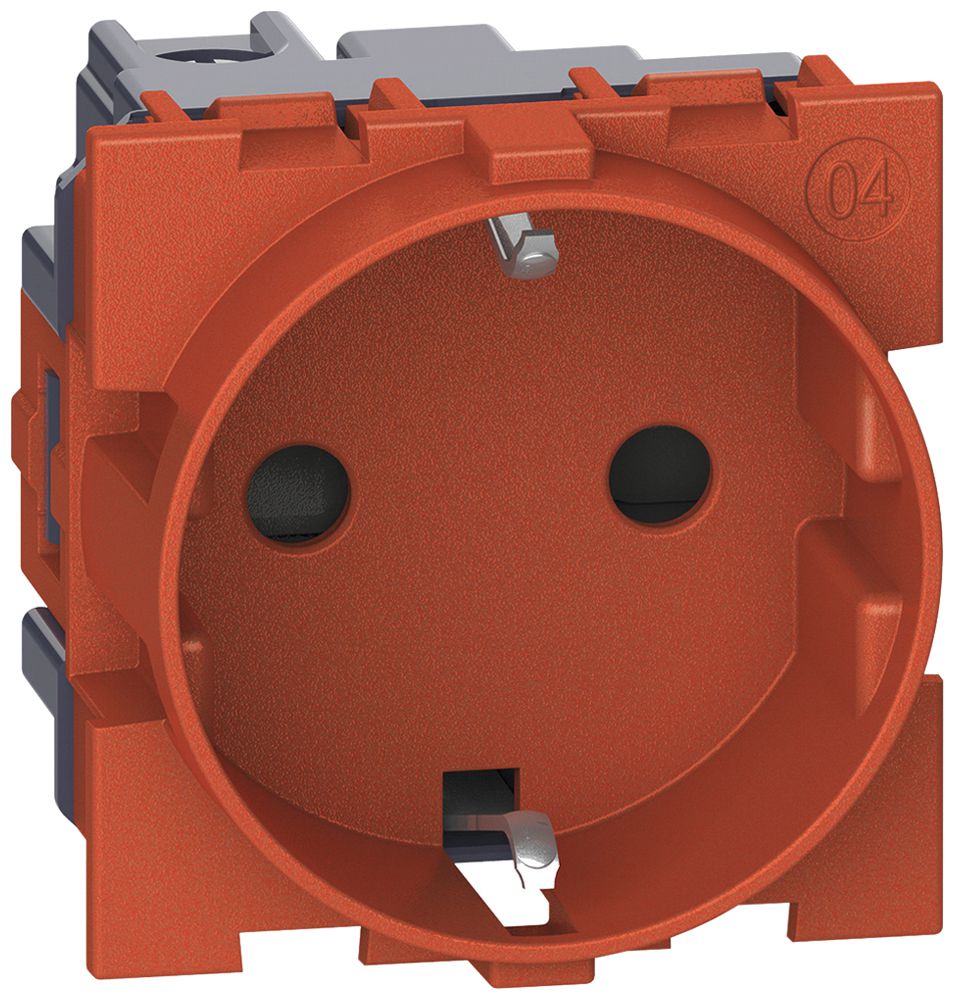 Prise Living Now schuko avec bornes à vis 2 modules 16A rouge