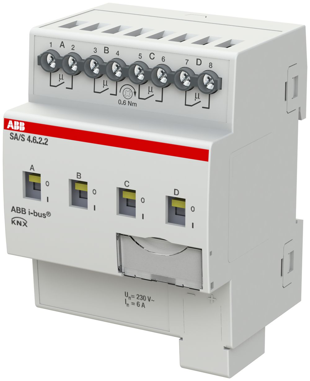 Actionneur-commutateur KNX AMD ABB SA/S4.6.2.2, 4-fois, 6A