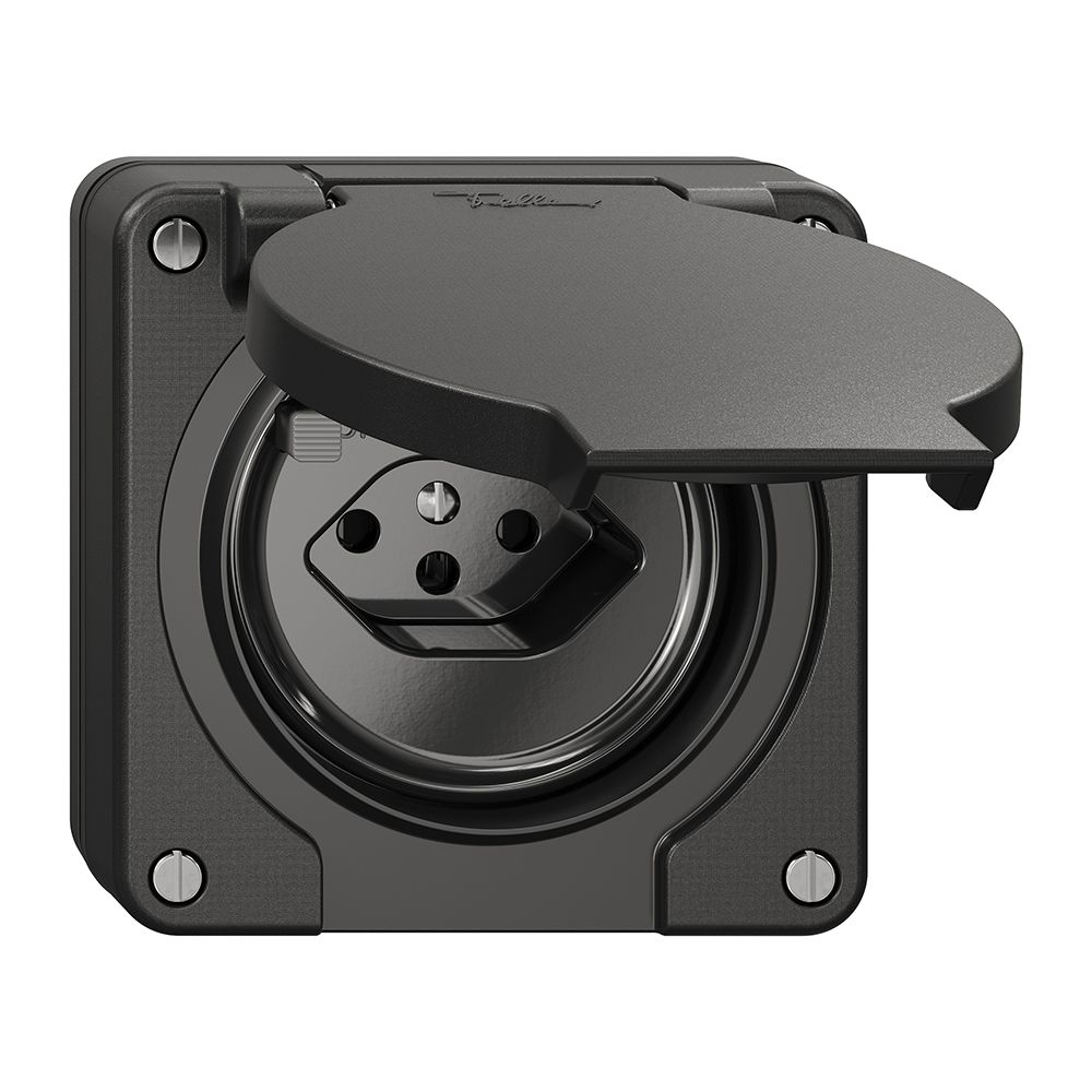 NUP-FI-Steckdose NEVO, 30mA, Typ 13, m.Shutter, m.Anschlussklemmen, schwarz