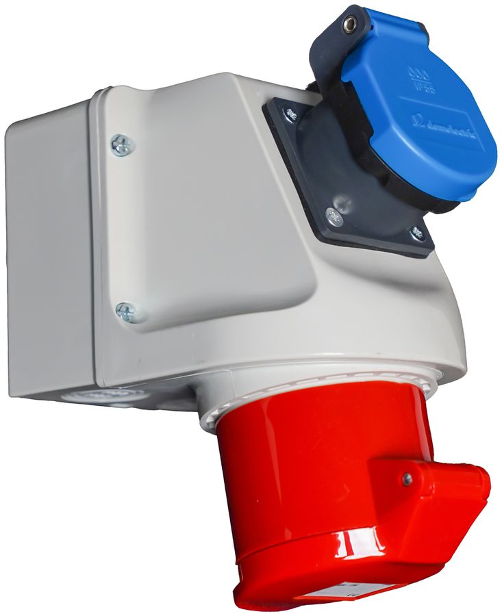 AP-Steckdose CEEtyp 5L 16A 6h Mini-Kombi, Typ23, IP44, Steckklemmen