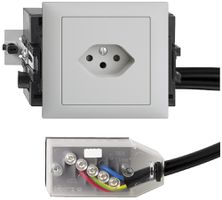 EB-Steckdose EDIZIOdue T13 L1 49…69mm hellgrau für Flachkabel Technofil