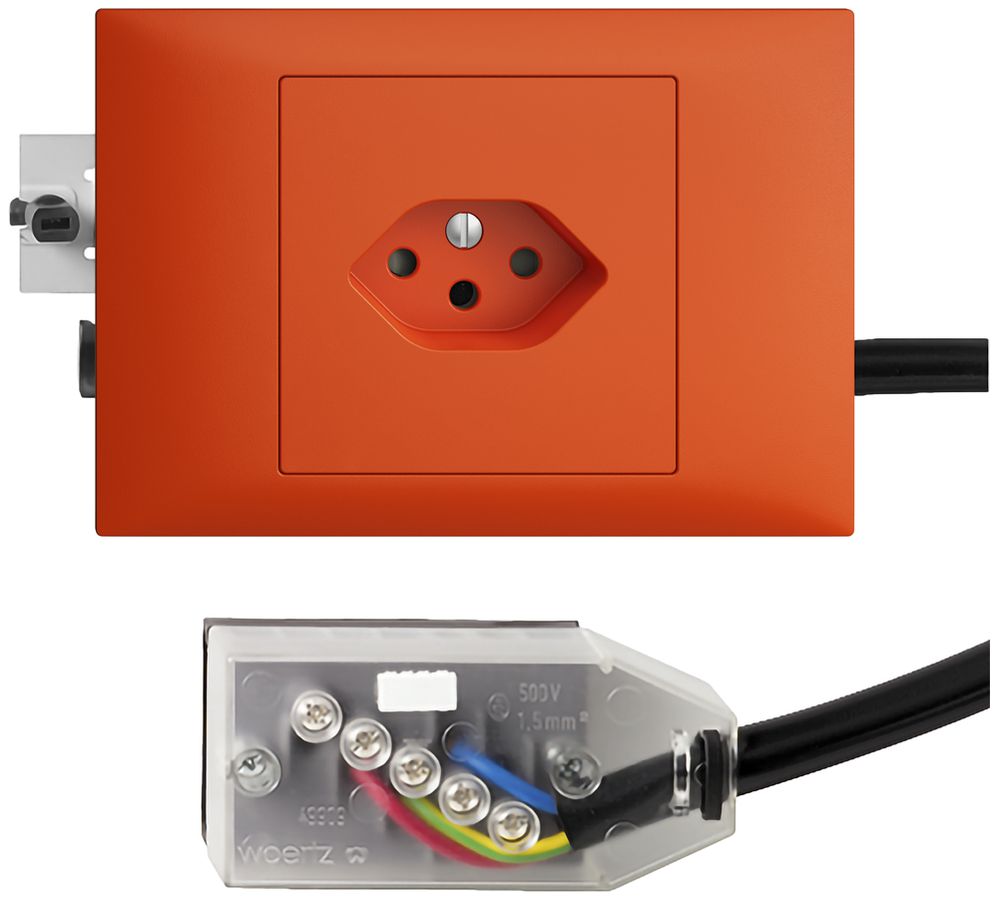 Prise INC EDIZIOdue T13 L2 orange 45…69mm pour câble plat Technofil