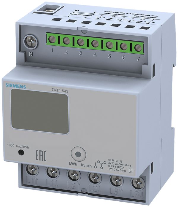 REG-Energiezähler Siemens SENTRON 7KT1543 3P 80A direkt, 2 Tarife