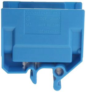 Abzweigklemme Woertz 16…35mm² 125A 750V Schraubanschluss 2×1 G-Schiene blau