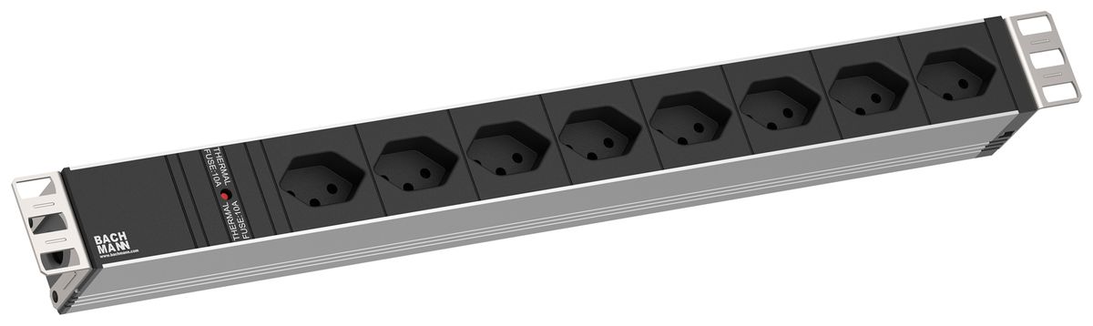 Prise multiple 19" BACHMANN 8×T13 3m 1UH noir