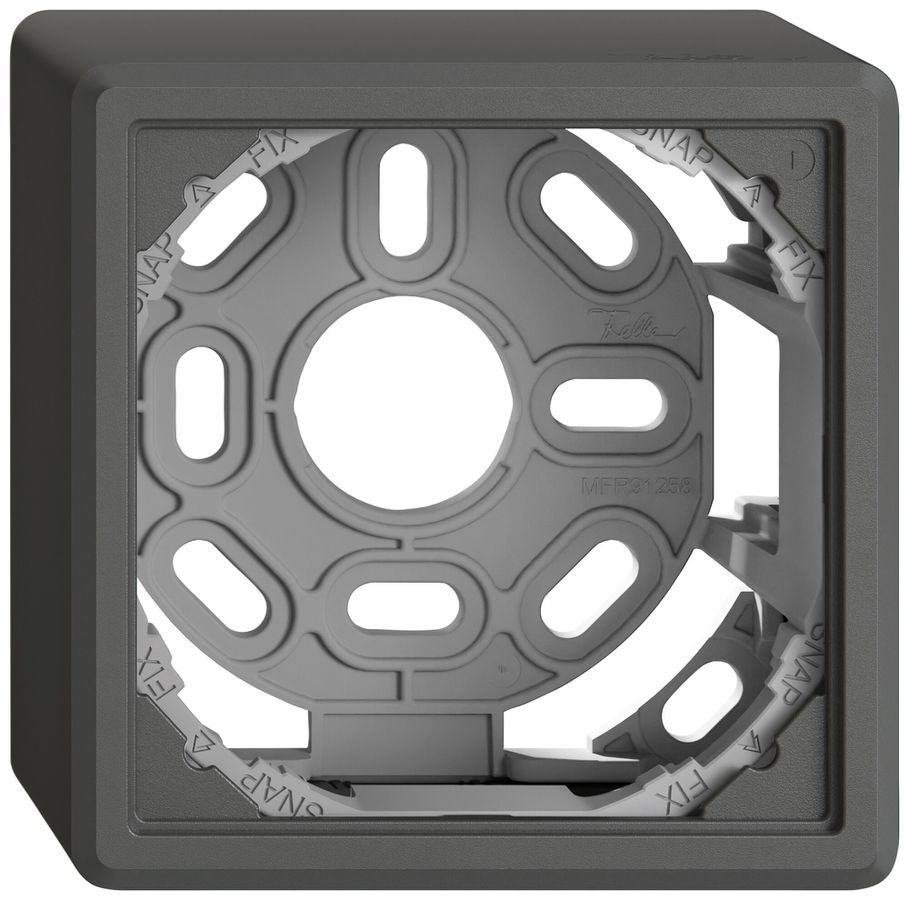 AP-Kappe EDIZIO.liv SNAPFIX® mit Befestigungsbügel für 1 Apparat dunkelgrau