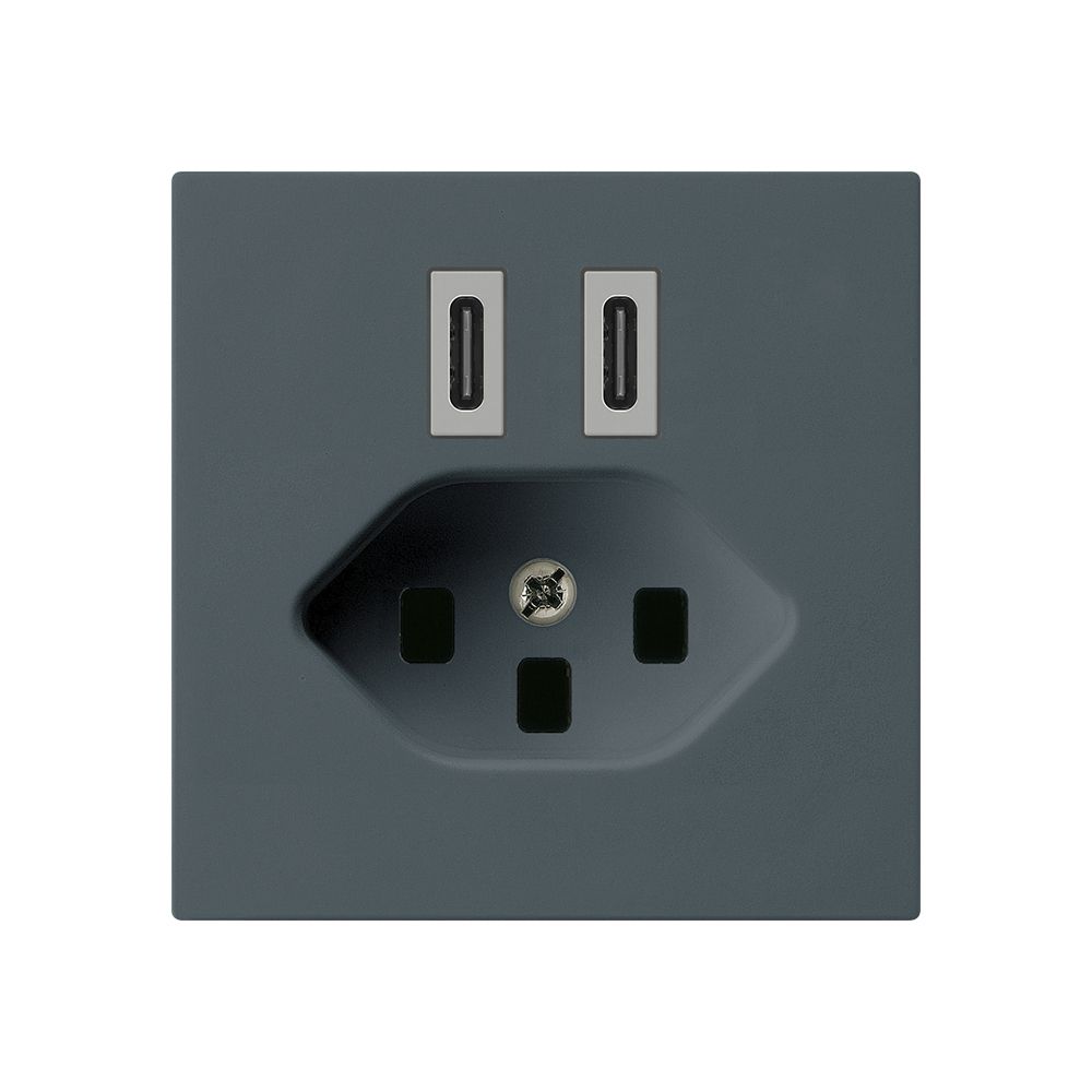 Prise de charge USB Hager kallysto C-C 20W+T23 5V 60×60mm anthracite
