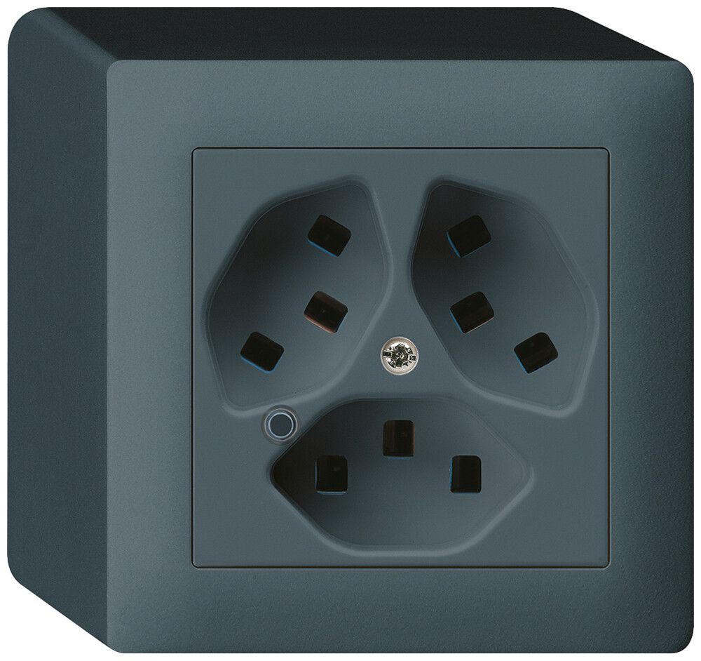 Prise AP Hager kallysto 3×T23 illuminé Q anthracite