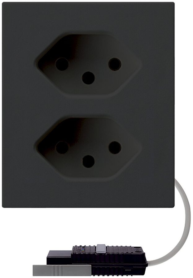 FLF-Steckdose Hager 2×Typ 13 mit Rundkabel-Dose L1 D schwarz
