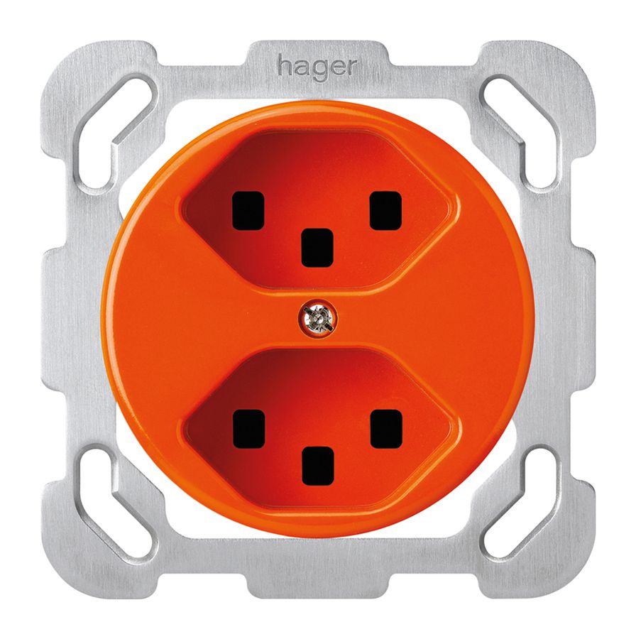 Einsatz zu UP-Steckdose basico 2×Typ 23 orange mit Steckklemmen