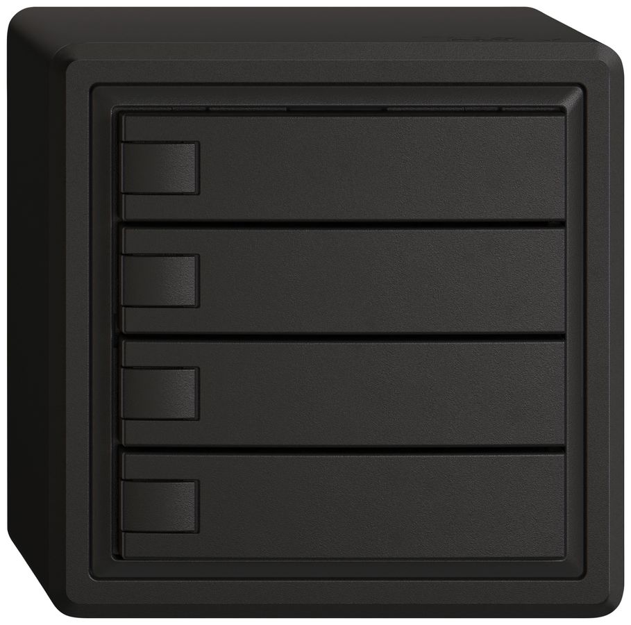 Poussoir universel AP EDIZIO.liv UNI SNAPFIX® 5…48V s.LED 4× comm.1T no