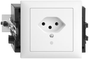 EB-Steckdose EDIZIOdue T13 weiss 46…69mm(53mm) mit LED grün