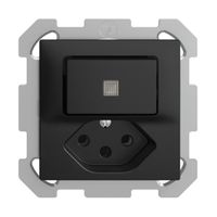 UP-Leuchtkombination A-R/1L+T13 schwarz, KS EDIZIOdue mit Linse, LED gelb