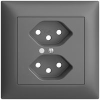 UP-Frontset EDIZIOdue dunkelgrau 88×88mm 2×T13 mit Linse