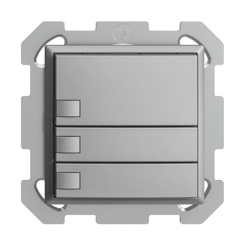 UP-KNX-Taster RGB EDUE, 250mW, o.LED, 3×Taste, 1×Tastenb., si