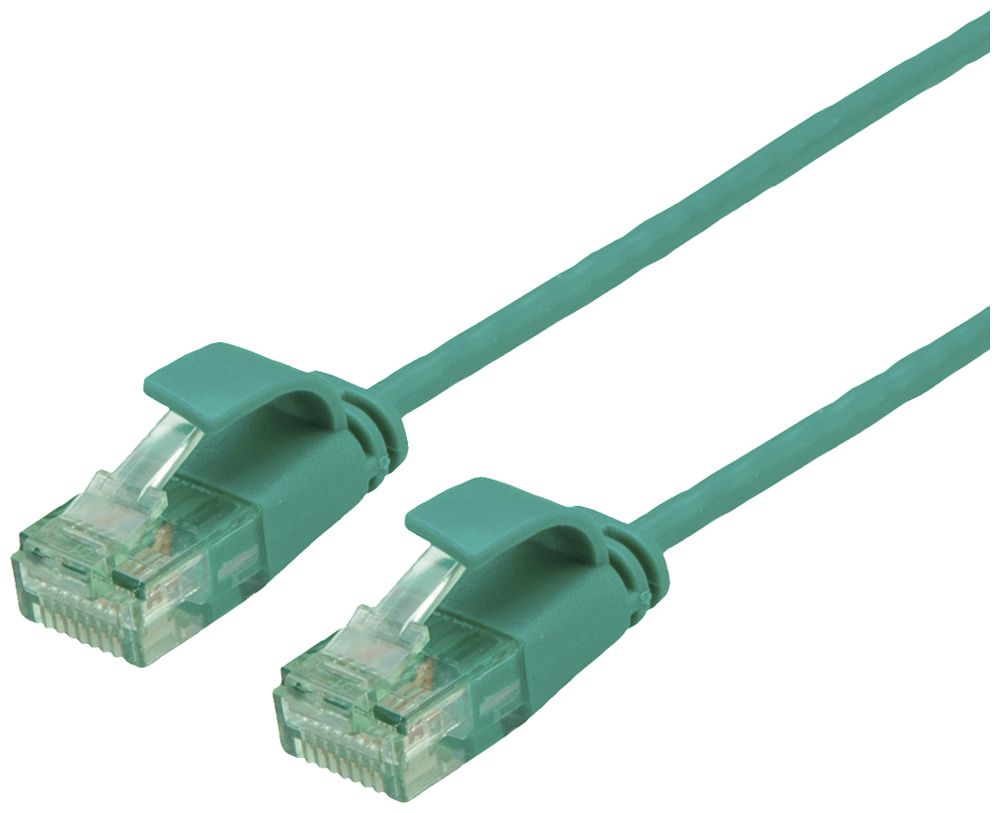 Patchkabel RJ45 ROLINE RM DataCenter slim Kat.6A U/UTP AWG32 TPE grün 0.3m