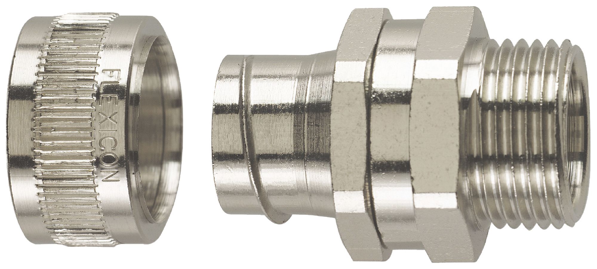 Schlauchverschraubung Plica FU20-M20-S Ø20mm/M20×1.5mm Messing vernickelt IP40