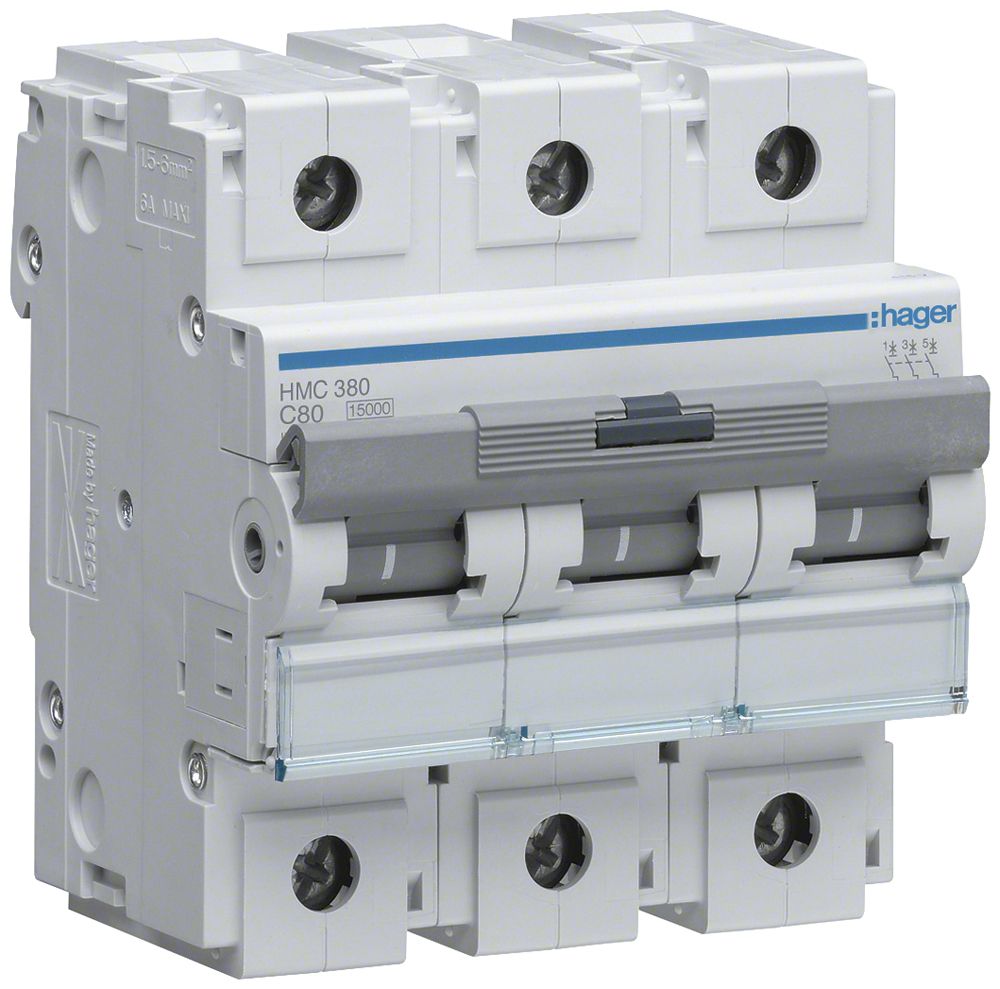 Leitungsschutzschalter Hager MCB 3P 400V Typ C 80A Icn 15kA 4.5TE