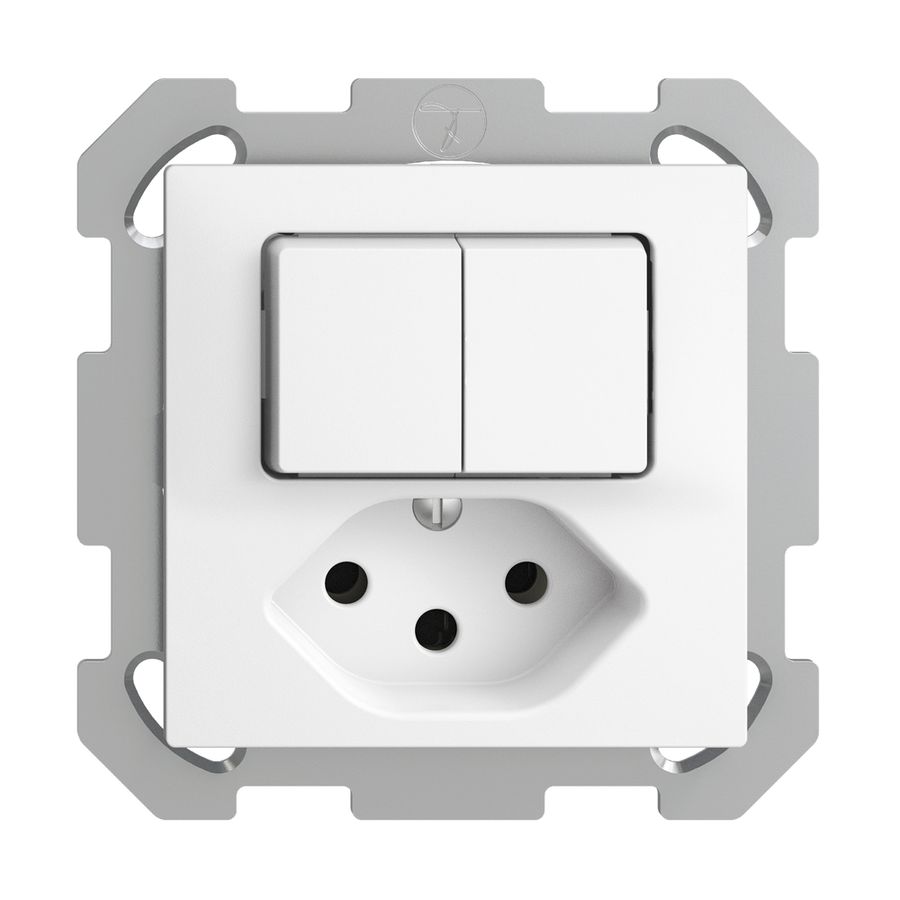 Combinaison ENC 2×A-R/1P+T13 EDIZIOdue blanc avec shutter