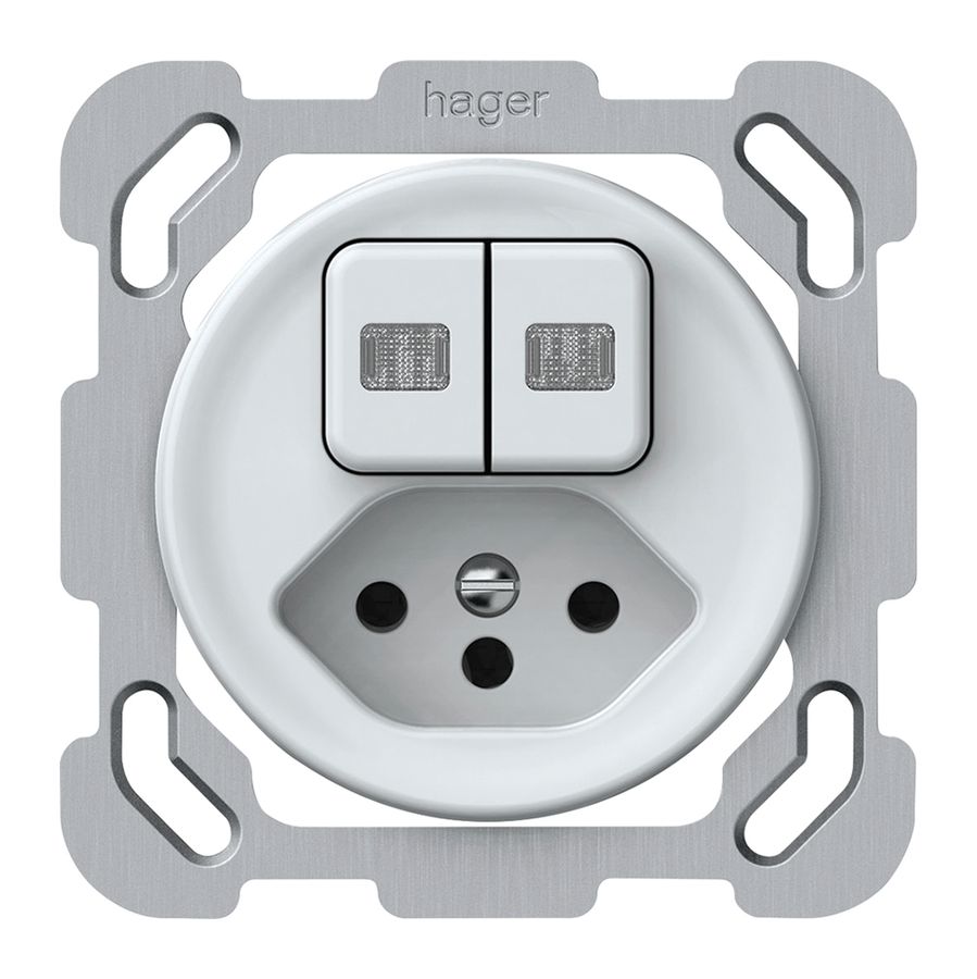 UP-Kombination origin Sch 3+3 + 1×Typ 13 77×77mm 2×beleuchtet weiss