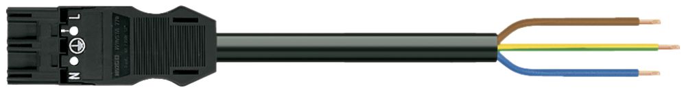 Anschlussleitung MIDI 3×1.5mm² 16A 250V 2m Cod.A Stecker-freie Ende schwarz Cca