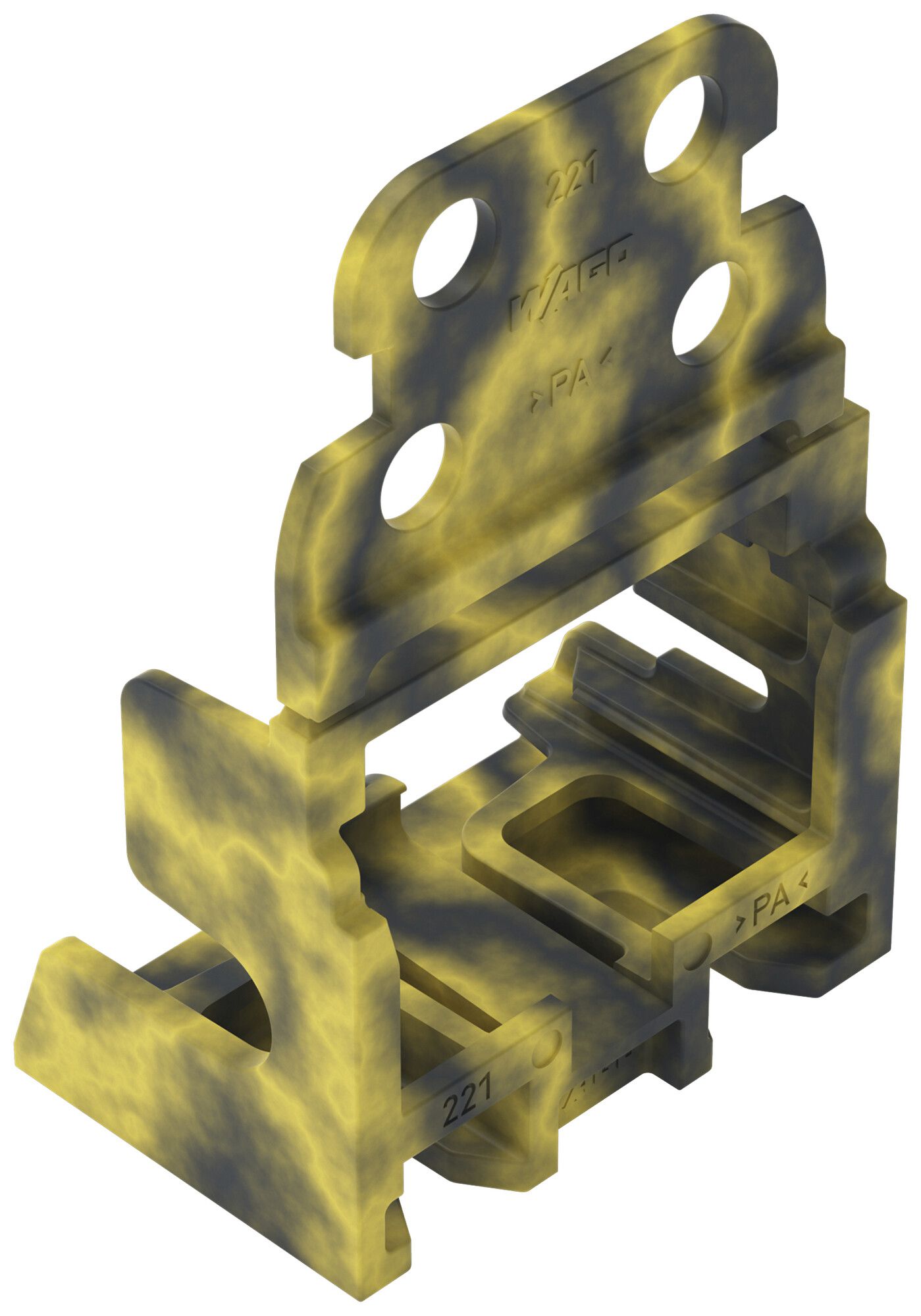 Befestigungsadapter WAGO 221 mit Zugentlastung 10L×4mm² Schraube grau/gelb