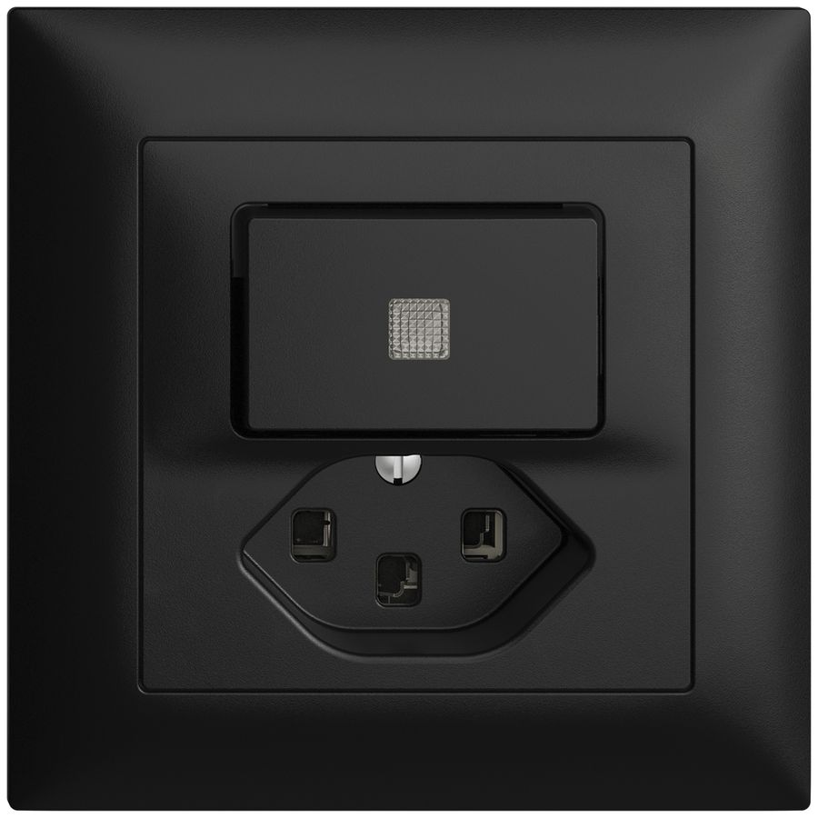 UP-Leuchtkombination 3/1L+T23 schwarz, LS EDIZIOdue mit Linse, LED gelb