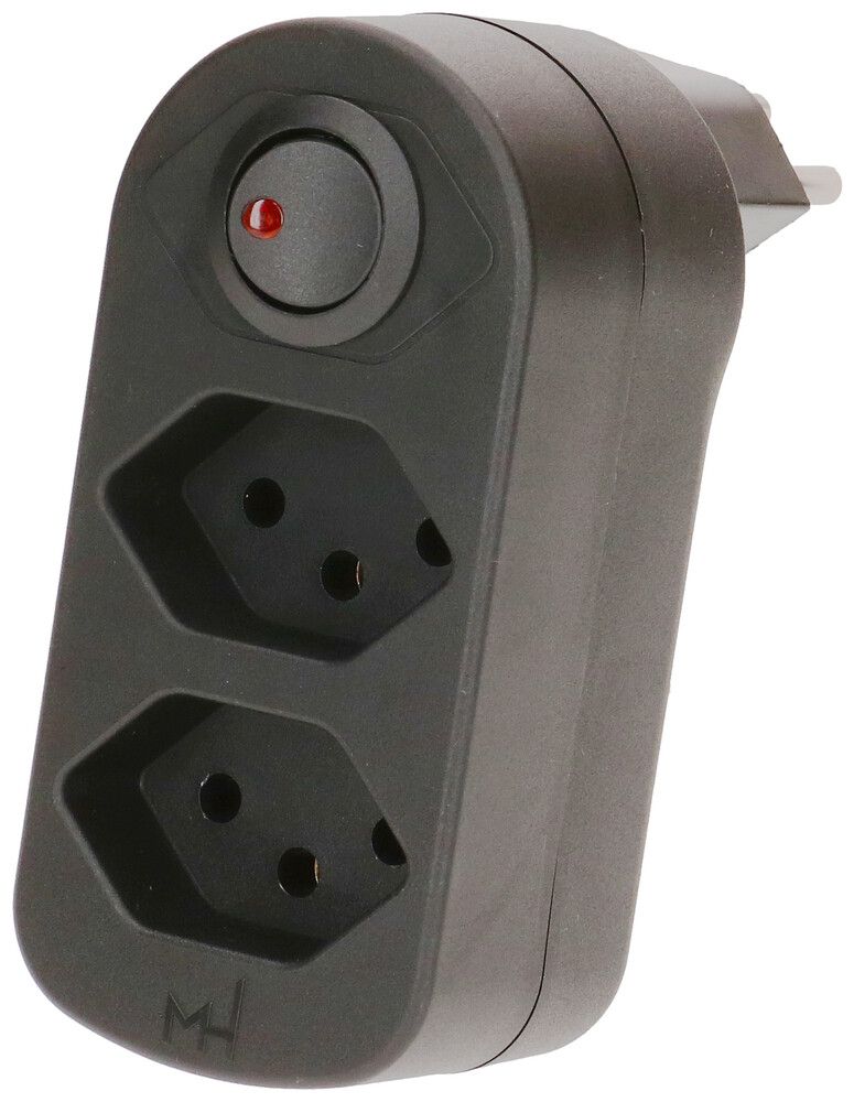 Mehrfach-Stecker MAX HAURI ADAPT SPLIT 10A m.Ein-/Ausschalter 2×T13 sz