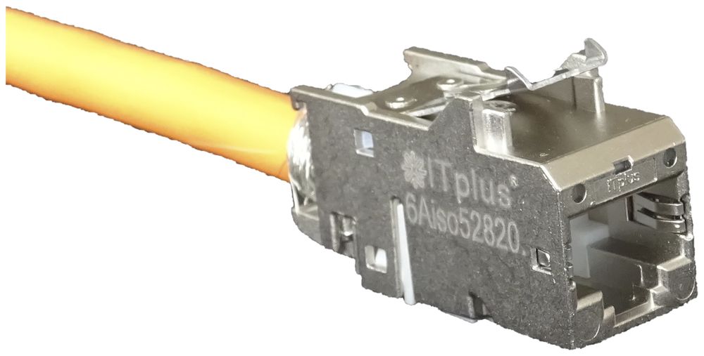 Buchse ITplus RJ45/s, Kat.6A ISO Metall 10G mit Staubschutz, weiss