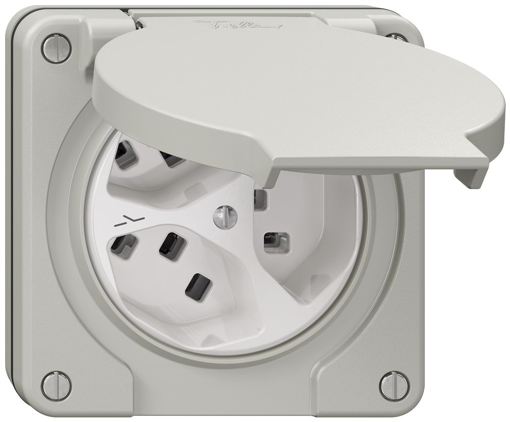 Prise NUP NEVO, 3×T23, IP21, 1×séparé, gris clair