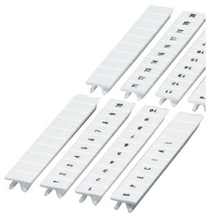 Zackband ZB 71…80 weiss längs bedruckt mit 10 Schildchen, 5mm