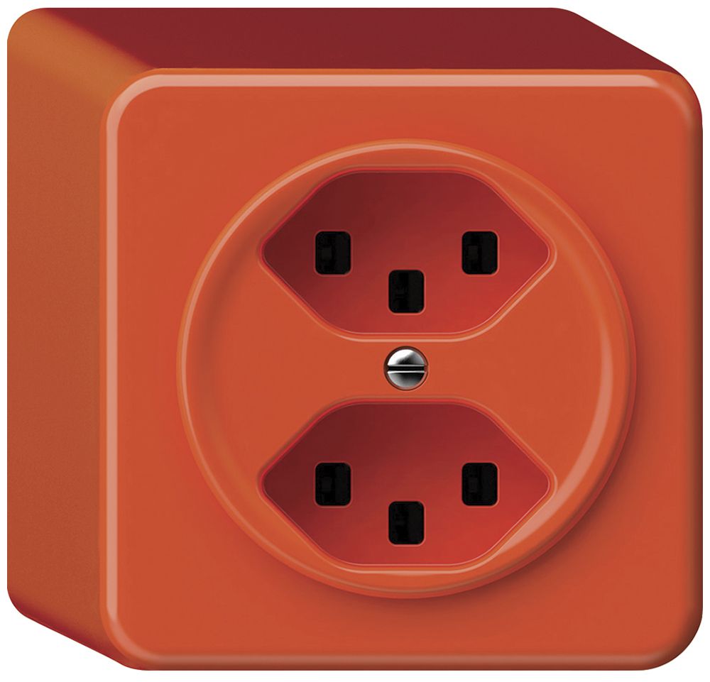 AP-Steckdose origin 2×Typ 23 16A 230V 88×88×54mm orange