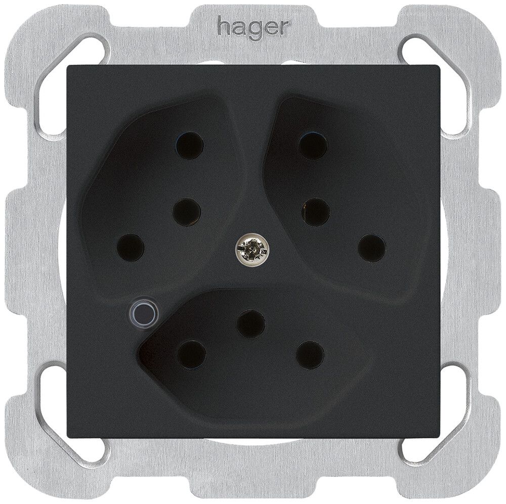 Presa INC Hager kallysto 3×T13 illuminato B nero
