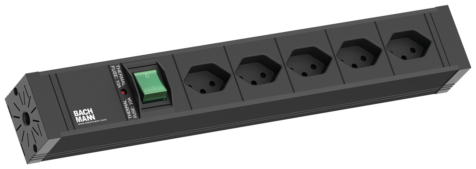 Presa multipla BACHMANN 5×T13 2m con interruttore nero