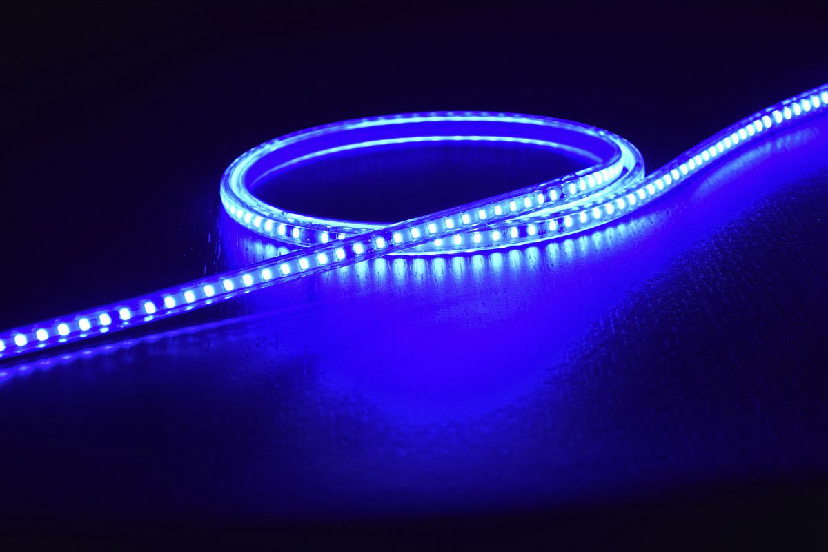 LED-Lichtband DEM QUICKLED 120XS IP65 240V 9.5W/m 1600lm/m blau 5m