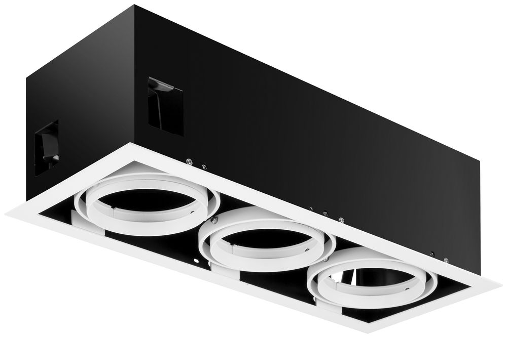 Boîtier INC LUDOSPOT 111 SQUARE CARDAN TRIO, 475×180mm INC, blanc/noir