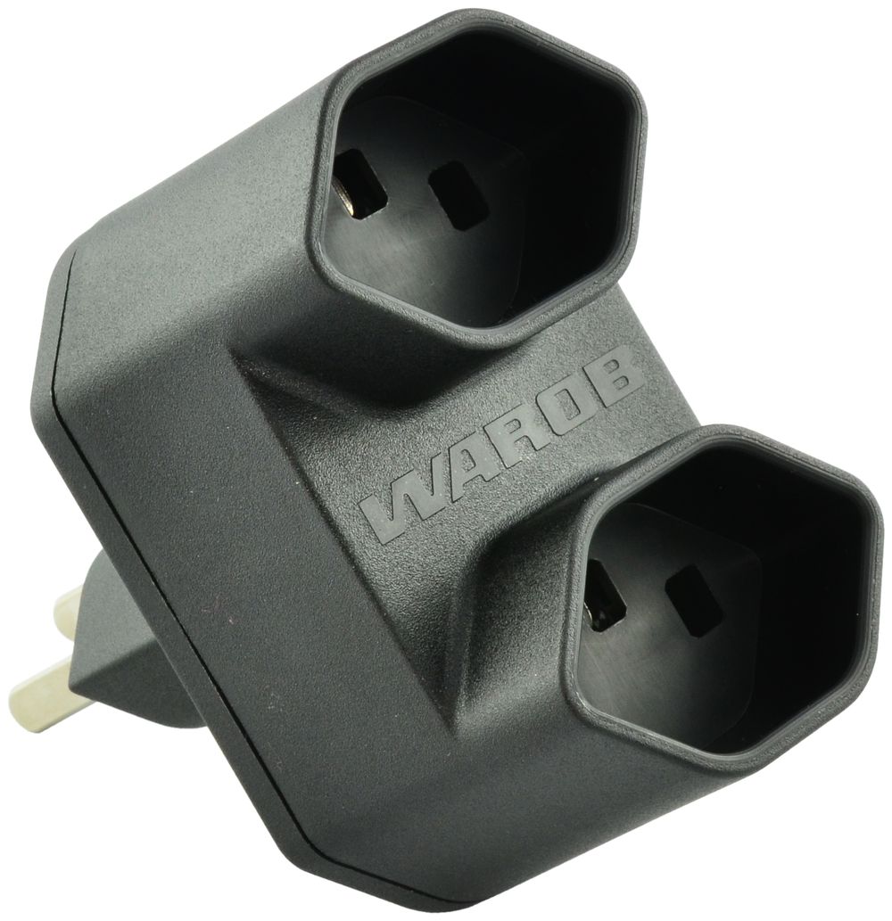 Abzweigstecker Warob 2×T23 schwarz LNPE 250V 16A