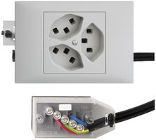 EB-Steckdose 3×T23 16A hellgrau 53mm L1 EDIZIOdue für Technofil