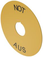 Bezeichnungsschild EAO 04, Ø59mm, mit Text NOT AUS, gelb