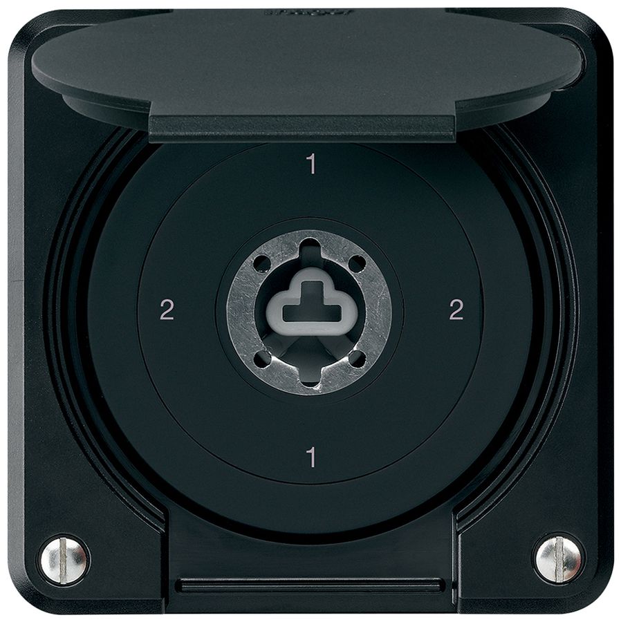 UP-Schlüsselschalter robusto IP55 Klappdeckel ohne Zylinder S3/1P schwarz Kombi