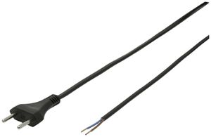 Apparate-Flachkabel Tdf 2×1mm² 3m schwarz Stecker T11