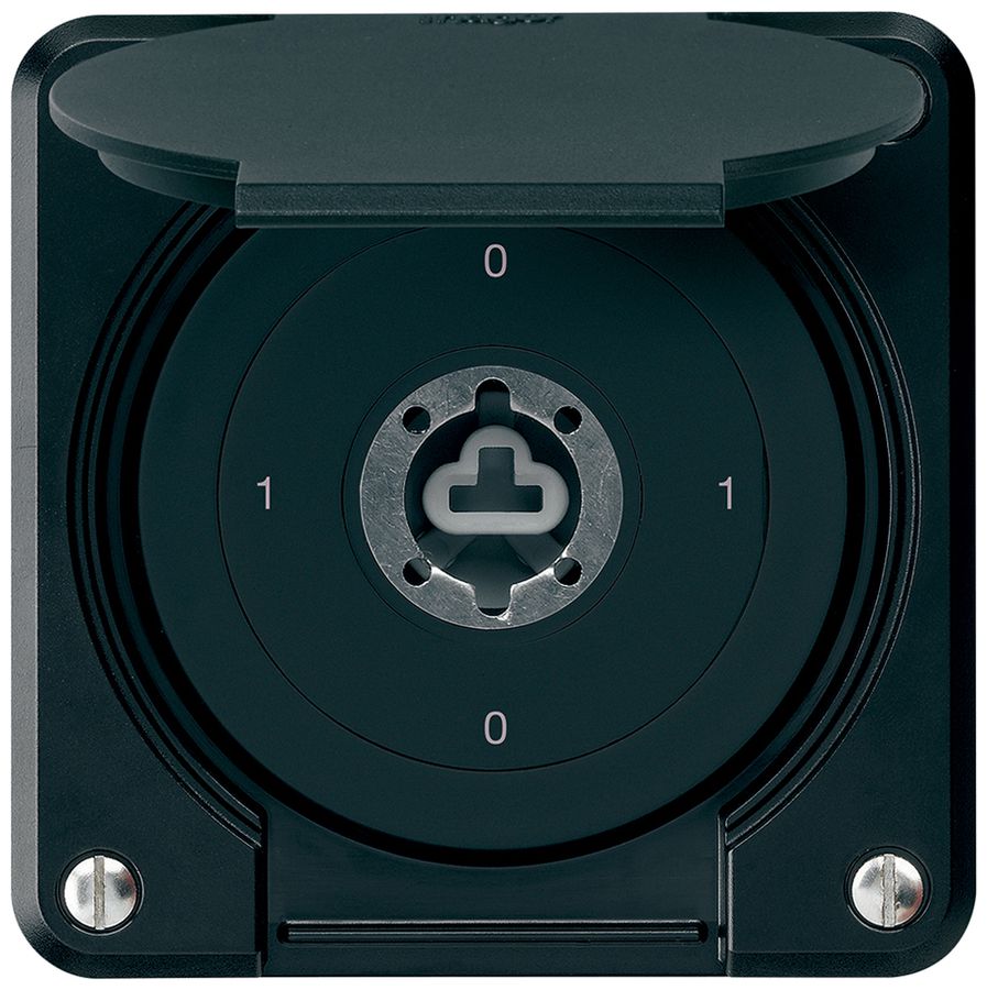 Interrupteur à clé ENC robusto IP55 avec clapet sans cylindre S0/2P noir p.combi