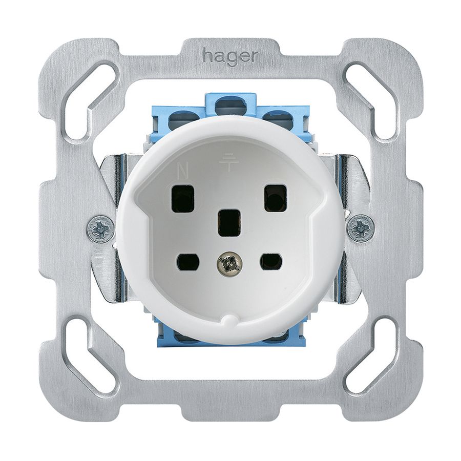 UP-Steckdose HA basico Typ 25 mit Befestigungsplatte mit Steckklemmen weiss