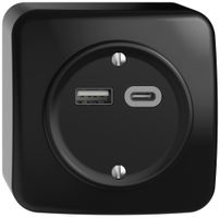 Prise de charge USB AP STANDARDdue SNAPFIX® 230V AC 18W 1×USB A 1×USB C no