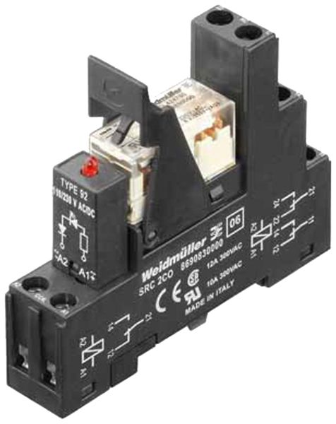 Relais WM RCLKIT RT 2CO 8A AgNi 21.6…27.6VAC LED Schraubanschluss