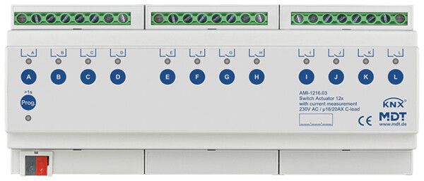 REG-Schaltaktor KNX MDT AMI-1216.03 12-Kan 16A 230VAC 12TE