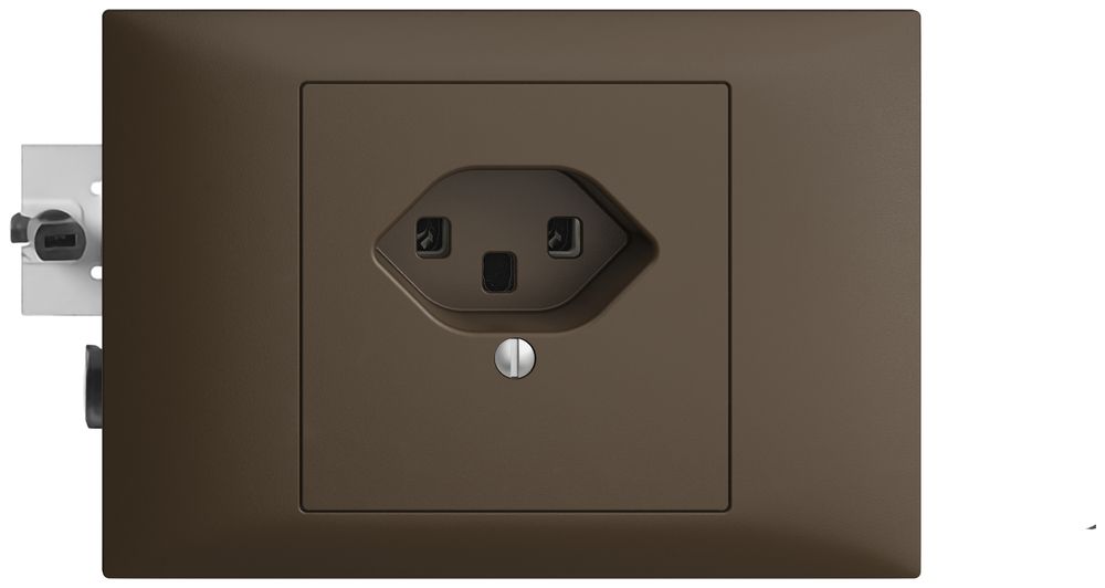 EB-Steckdose EDIZIOdue T23 16A coffee 53mm, Schraubklemmen