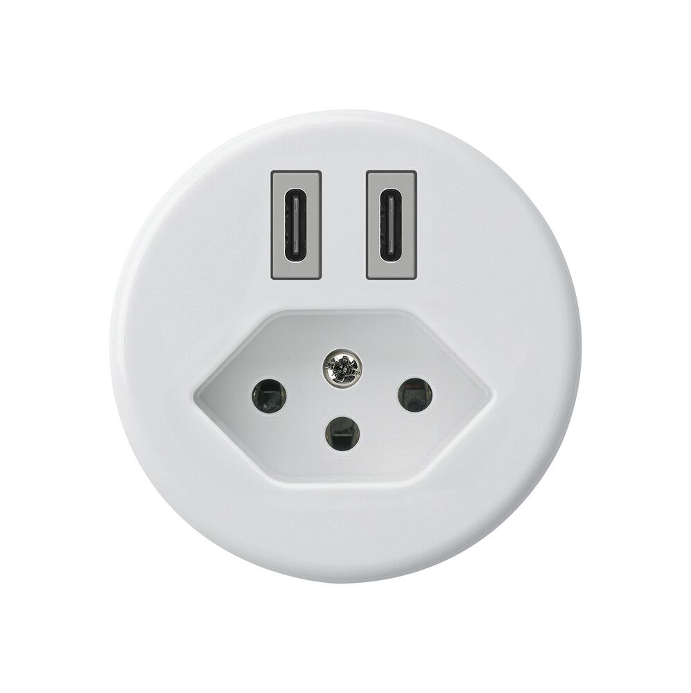 Prise de charge USB Hager basico C-C 20W+T13 5V blanc